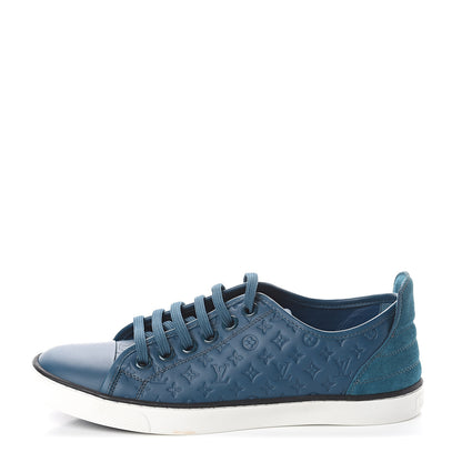 Louis Vuitton Calfskin Embossed Monogram Punchy Sneakers 37 Navy 1 of 6