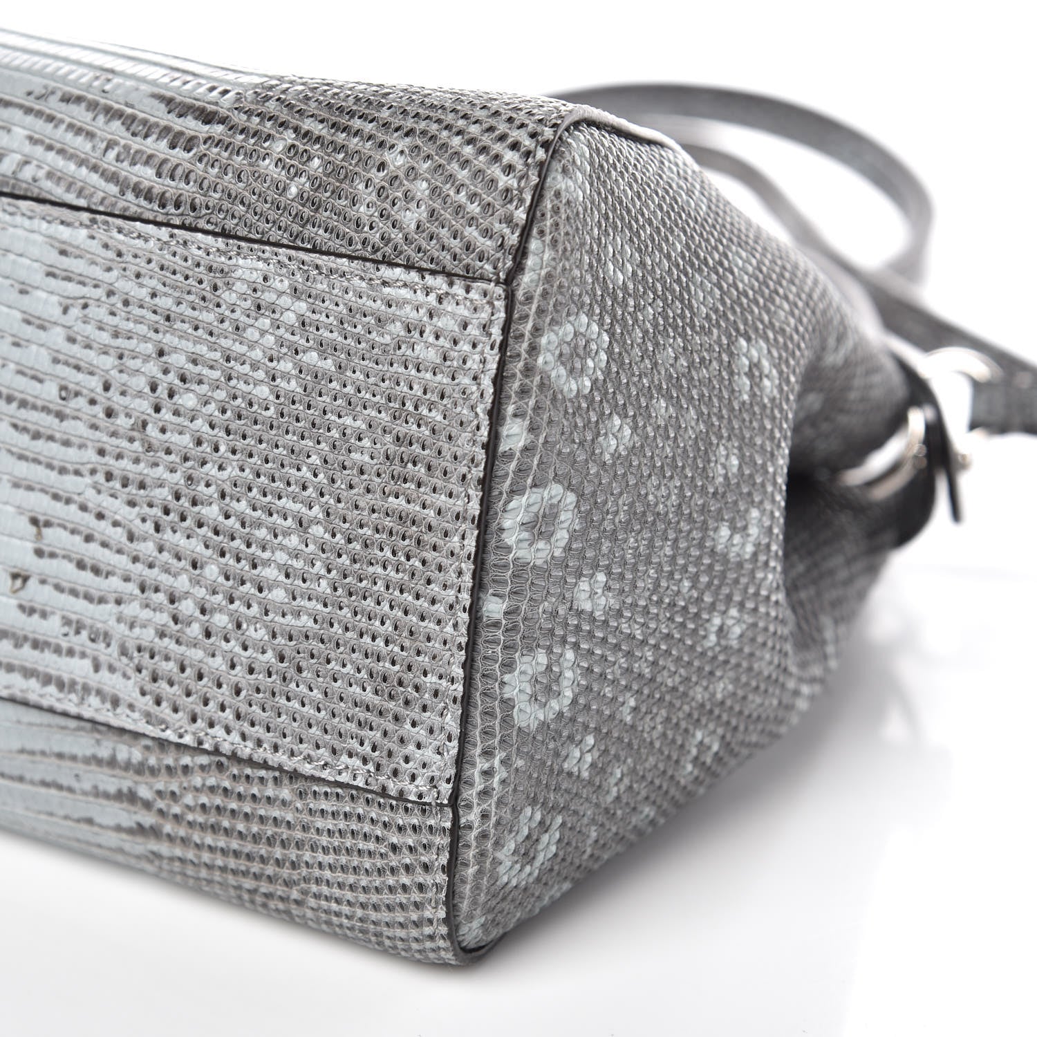 Fendi Lizard Togo Shiny Nappa Mini Peekaboo Iconic Satchel Pale Blue 10 of 11