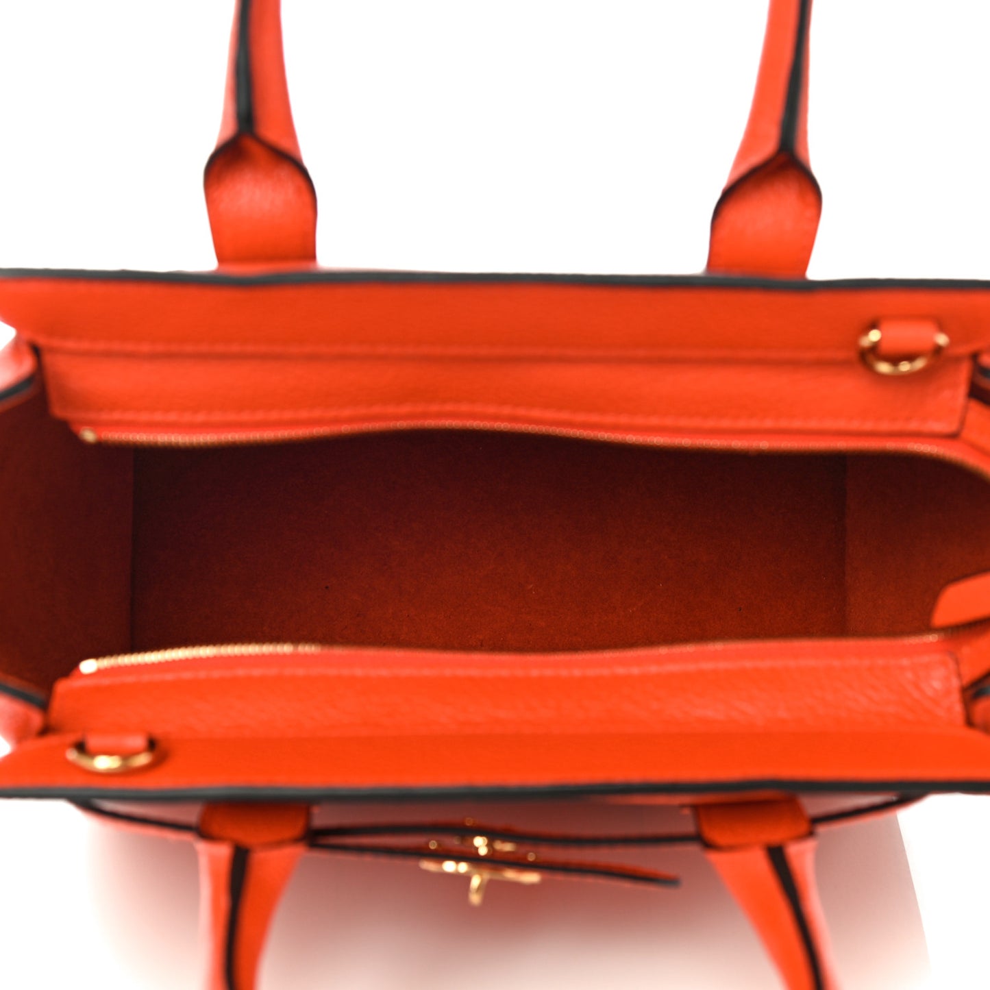 Classic Grain Calfskin Small Bayswater Zip Tote Orange