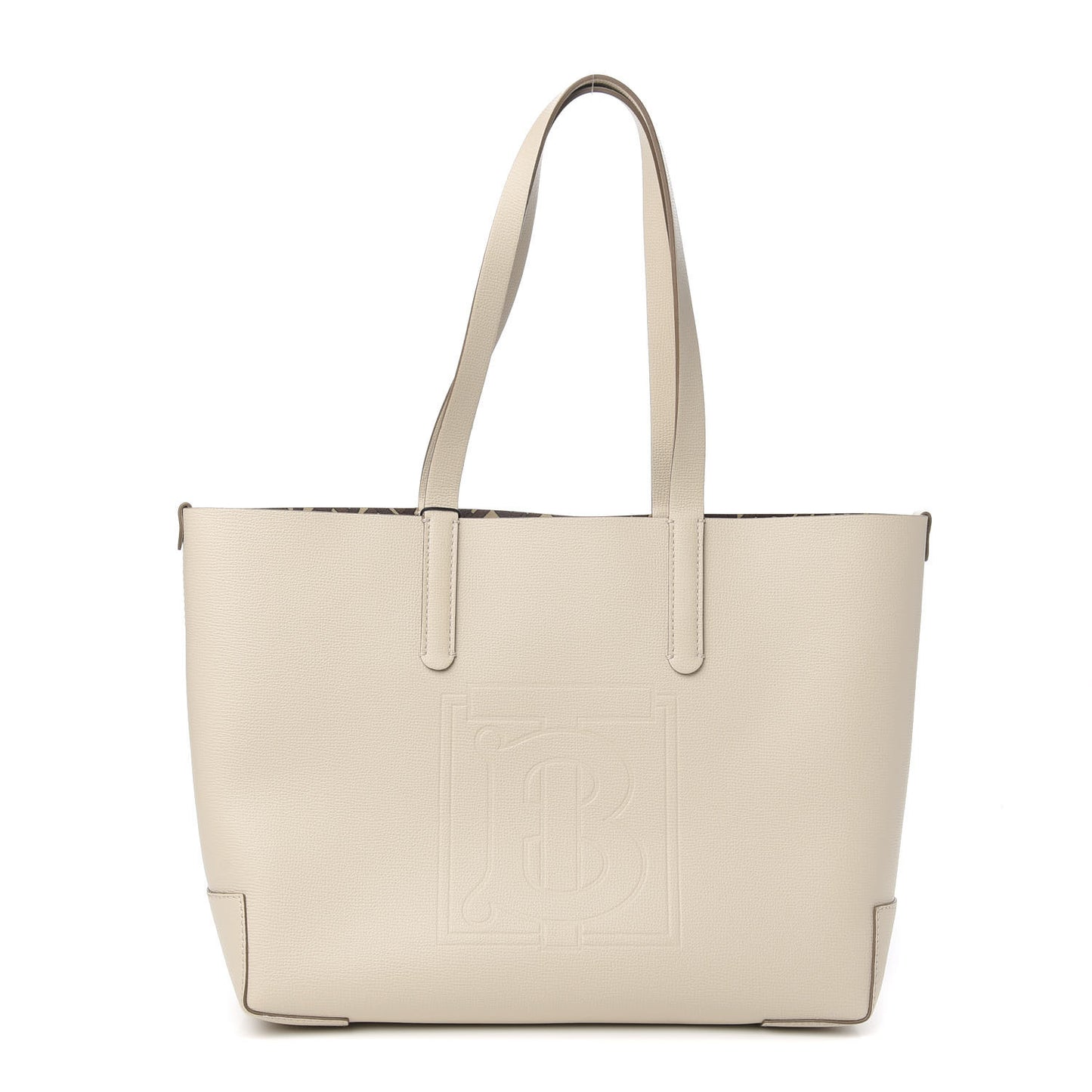 Calfskin Embossed Monogram Motif Medium Tote Limestone