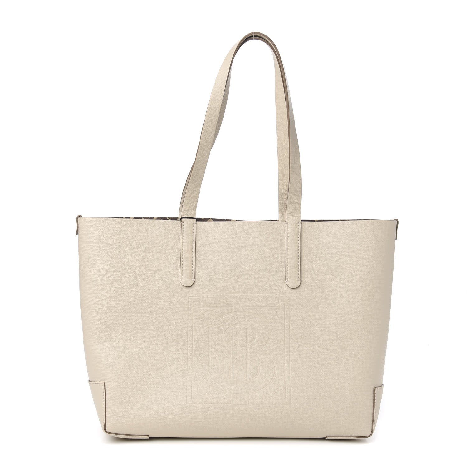Burberry Calfskin Embossed Monogram Motif Medium Tote Limestone 1 of 8