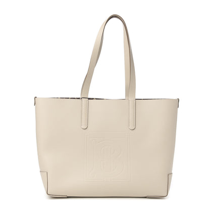 Burberry Calfskin Embossed Monogram Motif Medium Tote Limestone 1 of 8