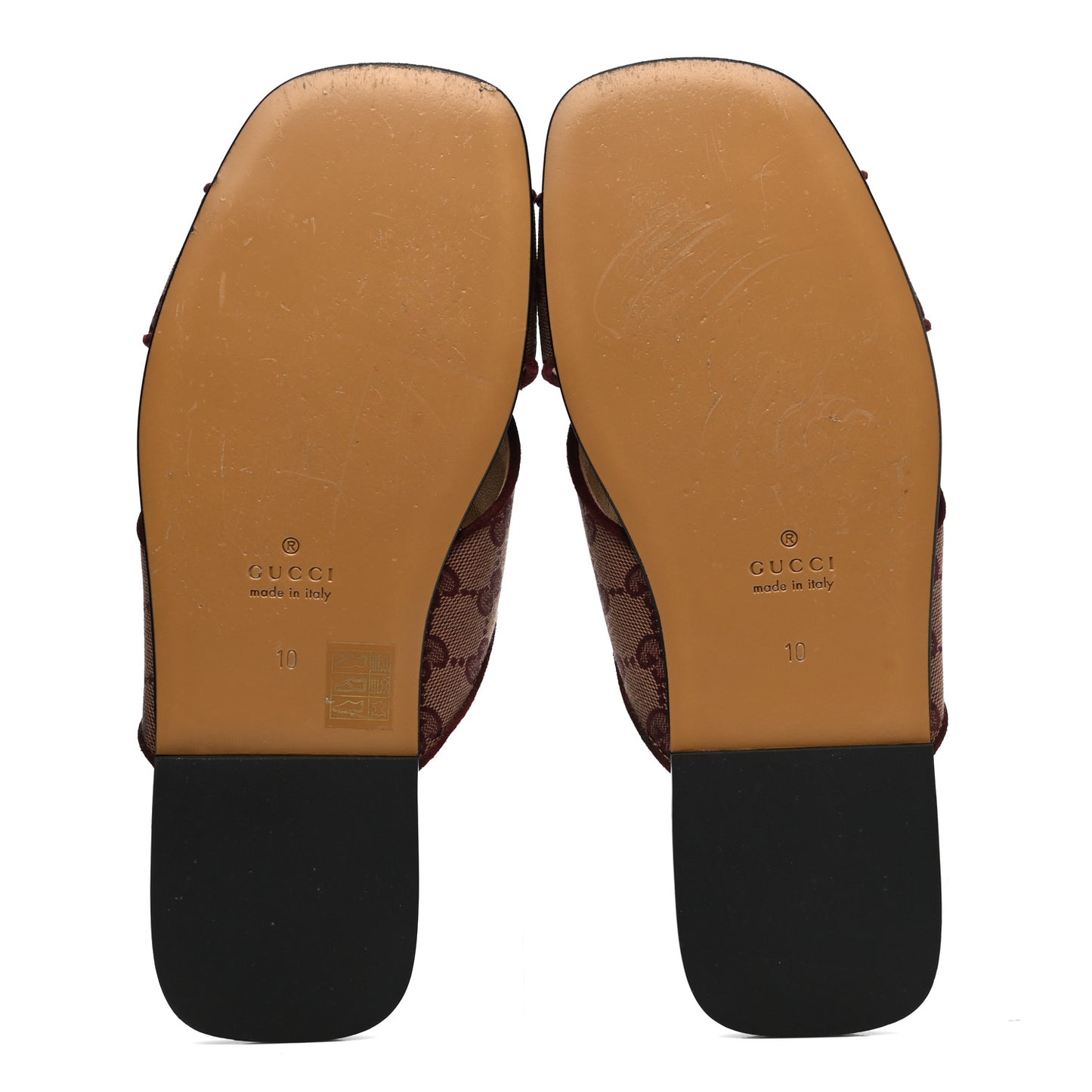 Canvas GG Monogram Mens Criss Cross Slide Sandals 10 Sahara Rubino Chardonnay