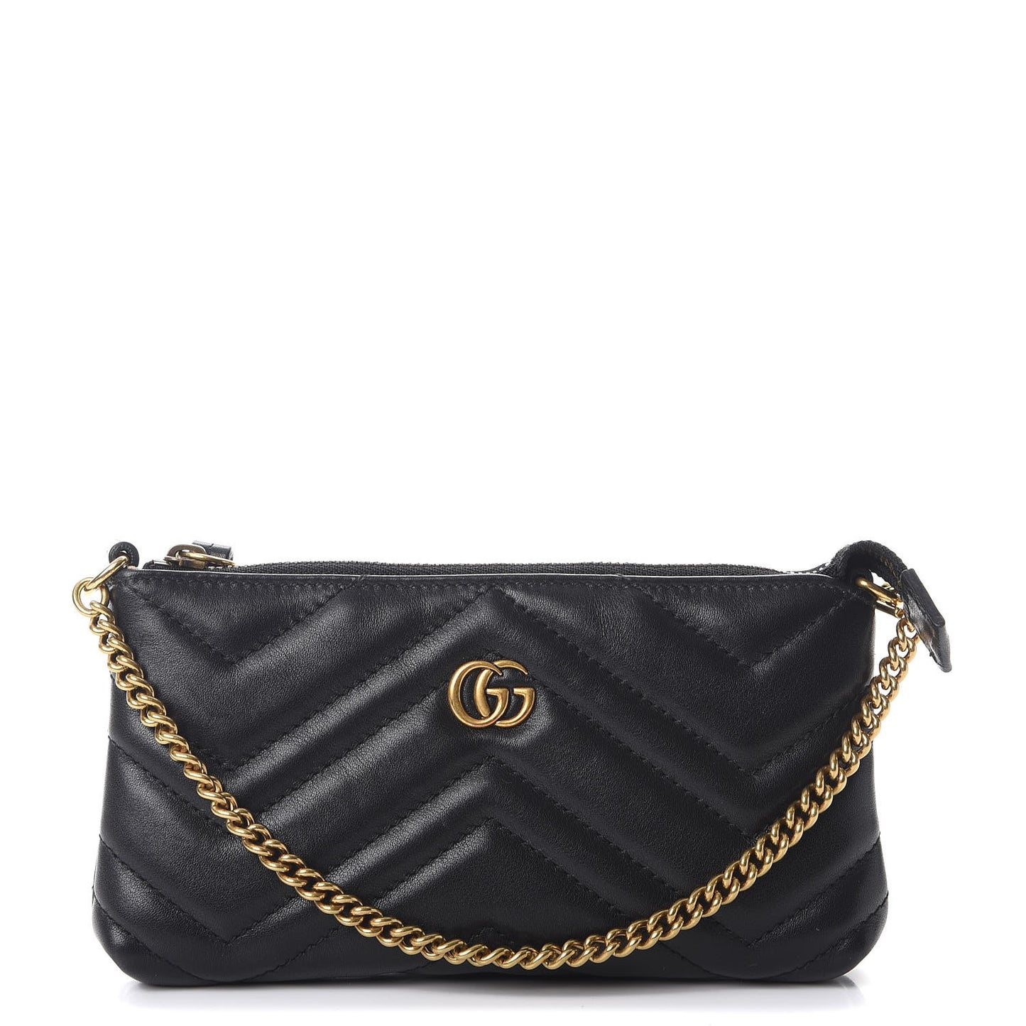 Calfskin Matelasse Mini GG Marmont Chain Bag Black