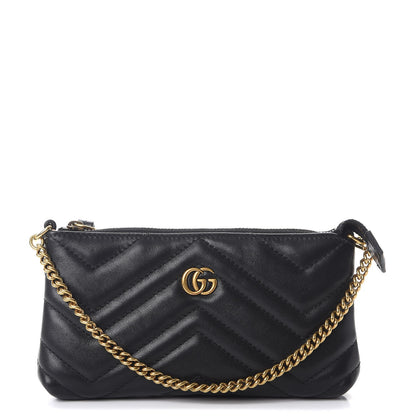 Gucci Calfskin Matelasse Mini GG Marmont Chain Bag Black 1 of 8