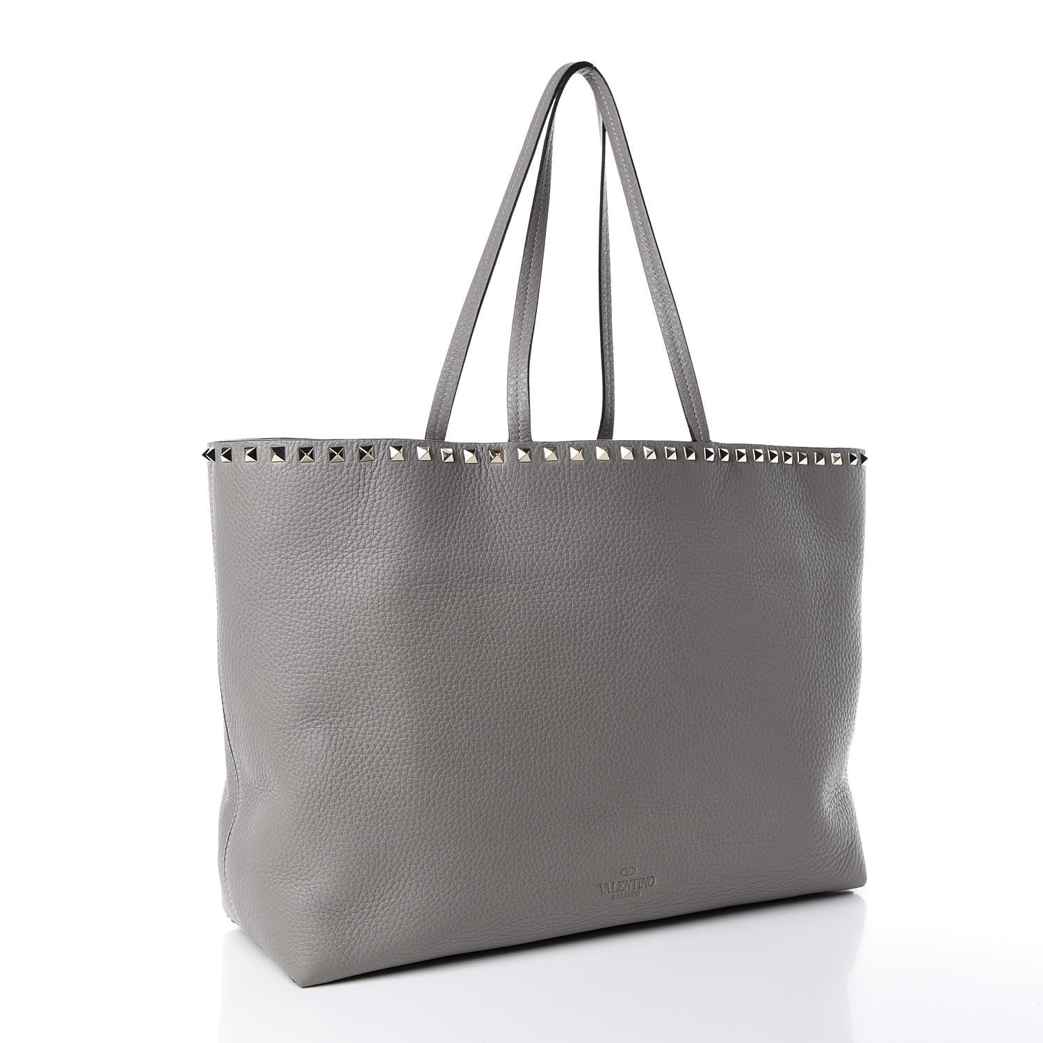 Valentino Garavani Grained Calfskin Rockstud Shoulder Tote Perla 3 of 9