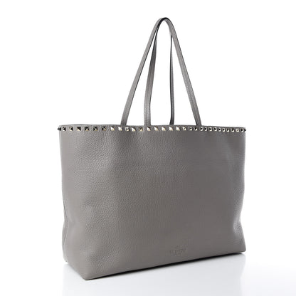 Valentino Garavani Grained Calfskin Rockstud Shoulder Tote Perla 3 of 9