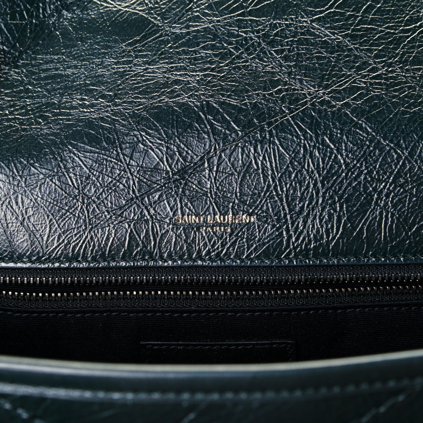 Crinkled Calfskin Matelasse Monogram Baby Niki Chain Satchel Dark Green