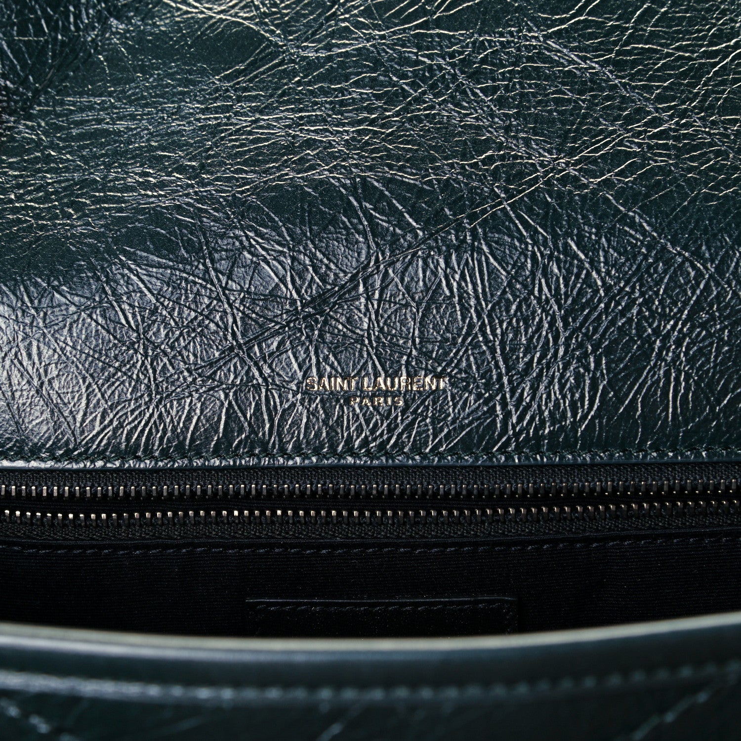 Saint Laurent Crinkled Calfskin Matelasse Monogram Baby Niki Chain Satchel Dark Green 6 of 11
