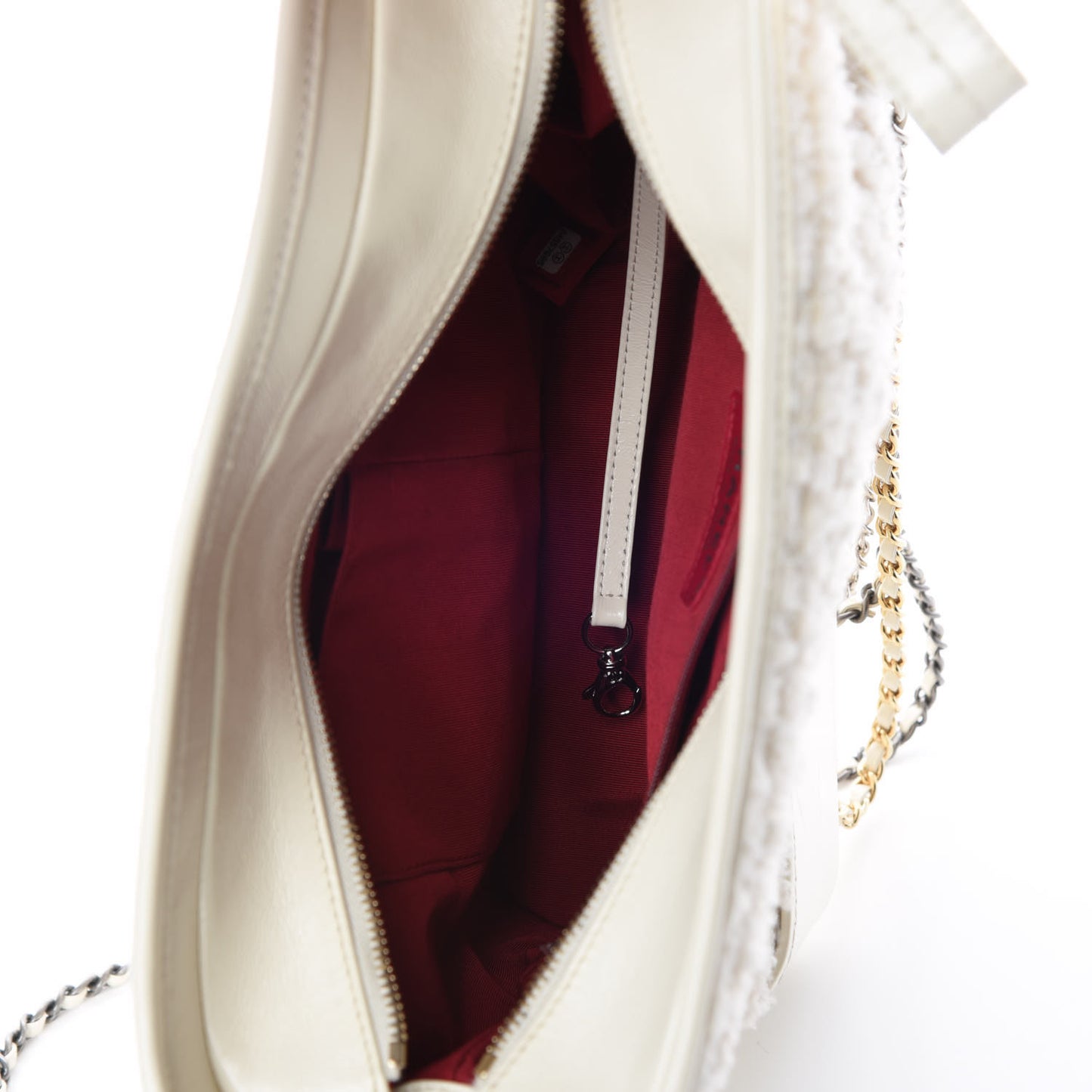 Tweed Calfskin Quilted Medium Gabrielle Hobo Ivory