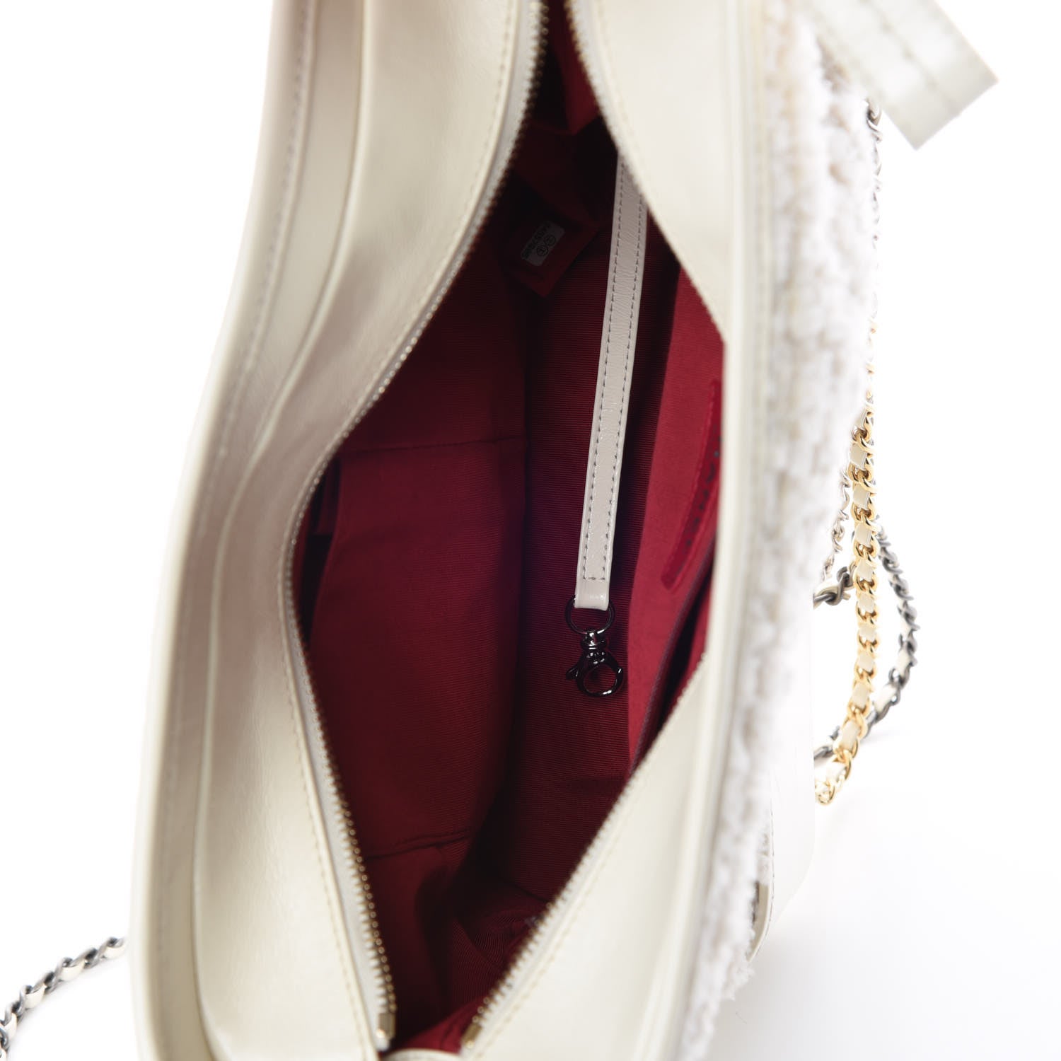 Chanel Tweed Calfskin Quilted Medium Gabrielle Hobo Ivory 7 of 10