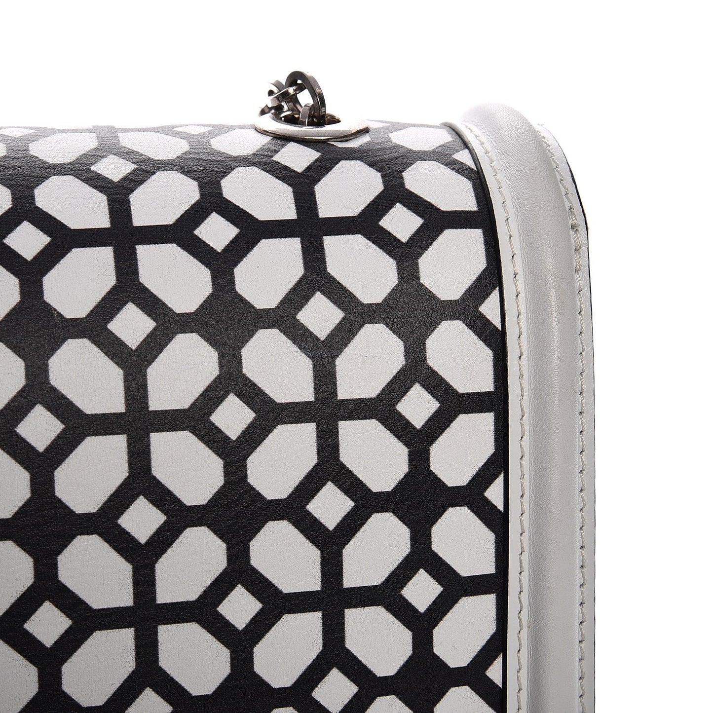 Calfskin Heroine Chain Satchel Ivory Black