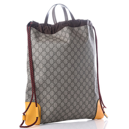 Gucci GG Supreme Monogram Neo Vintage Drawstring Backpack Beige New Acero Crop 2 of 10