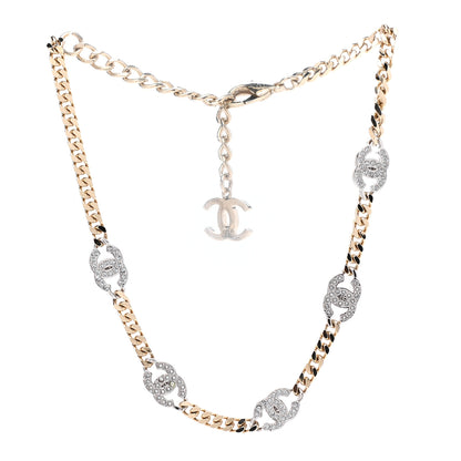 Chanel Crystal Chain CC Link Choker Gold Silver 3 of 6