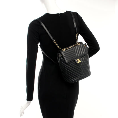 Chanel Calfskin Chevron Quilted Small Urban Spirit Backpack Black 2 of 8