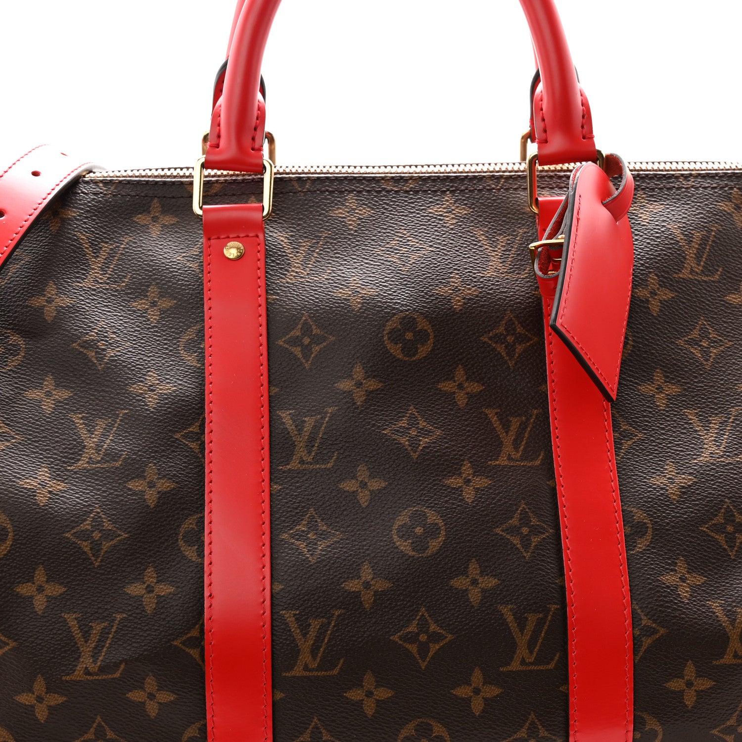 Louis Vuitton Calfskin Monogram Keepall Bandouliere 50 Coquelicot 5 of 9