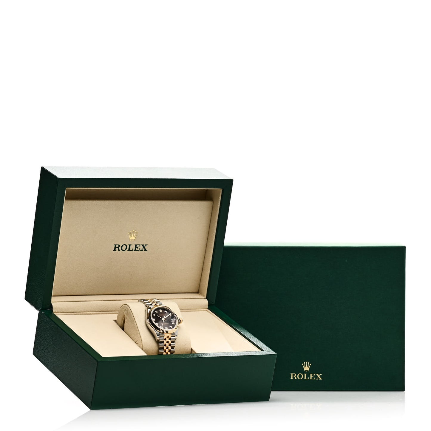 Stainless Steel 18K Yellow Gold Diamond 31mm Oyster Perpetual Datejust Watch Dark Grey 278273