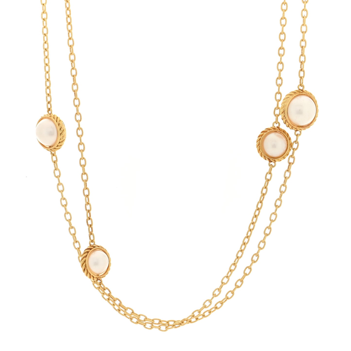 18K Yellow Gold Cultured Pearl 8.5-11mm Station Necklace