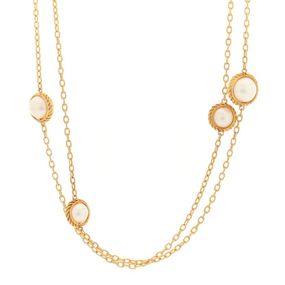 David Yurman 18K Yellow Gold Cultured Pearl 8.5-11mm Station Necklace 1 of 4