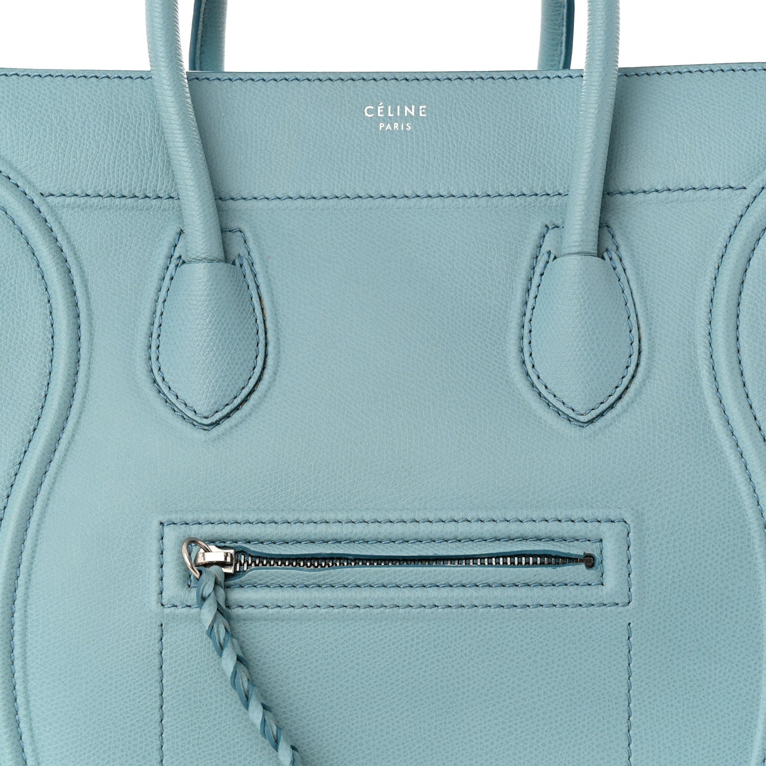 Celine Grained Calfskin Medium Phantom Luggage Antique Blue 8 of 10