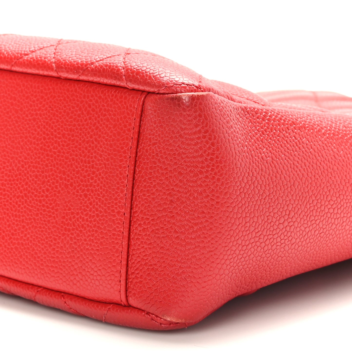 Caviar Quilted Petit Shopping Tote PST Red
