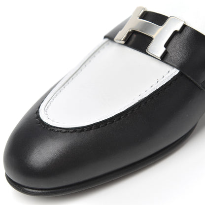 Hermes Womens Paris Loafers 36.5 Black White 10 of 14
