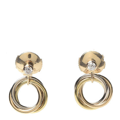 Cartier 18K Pink Yellow White Gold Diamond Trinity Drop Earrings 1 of 4