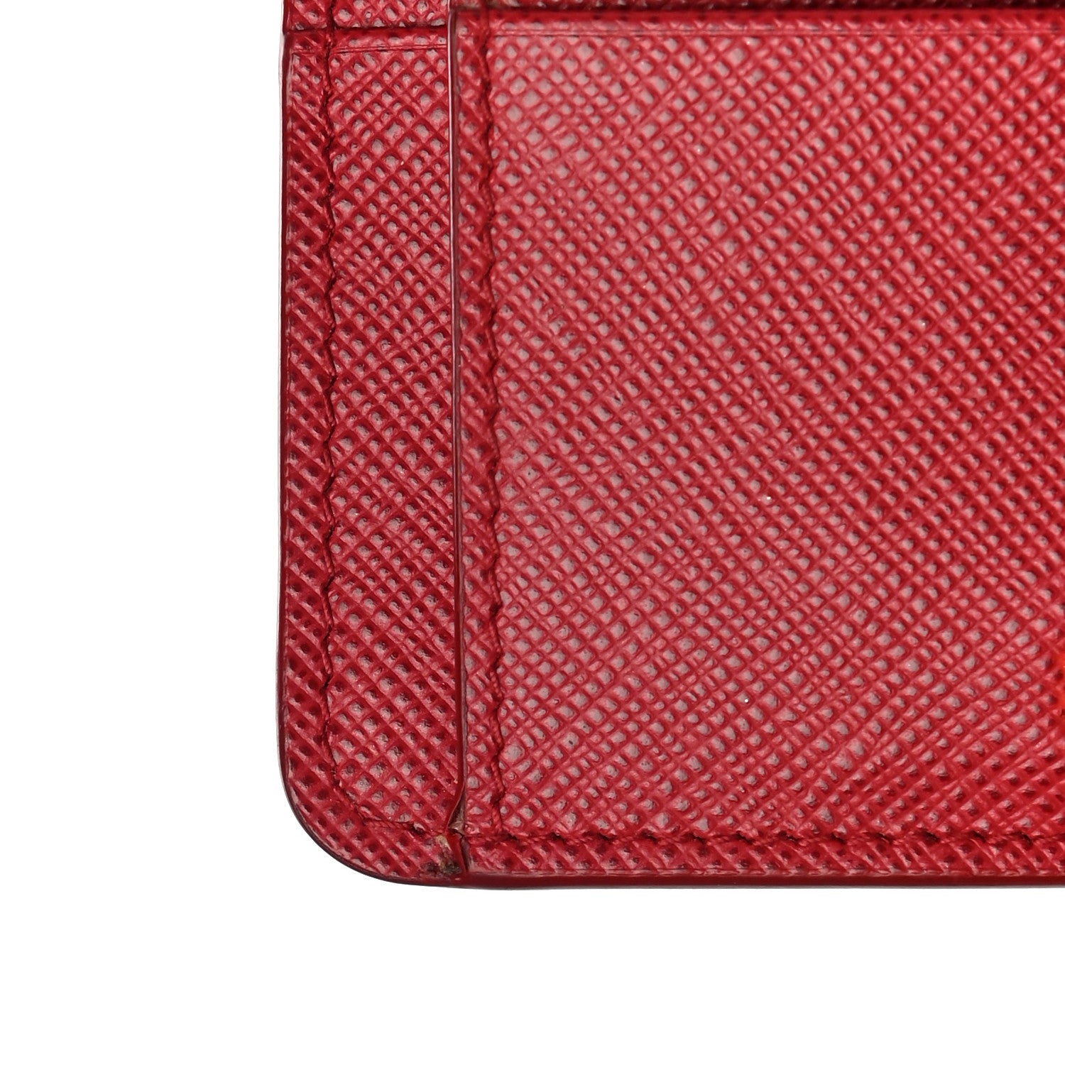 Prada Saffiano Metal Coin Case Card Holder Fuoco 13 of 14