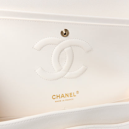 Chanel Caviar Quilted Medium Double Flap White 6 of 12
