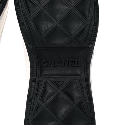 Chanel Velvet Calfskin Mixed Fibers CC Sneakers 38.5 Ivory Black 7 of 10