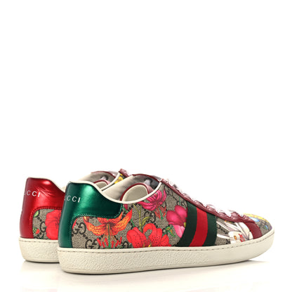 Gucci GG Supreme Monogram Flora Web Womens Ace Sneakers 39.5 Beige Multicolor Rosso 4 of 8