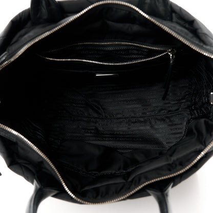 Prada Re-Nylon Nappa Triangle Quilted Padded Small Double Handled Zip Tote Black 5 of 11