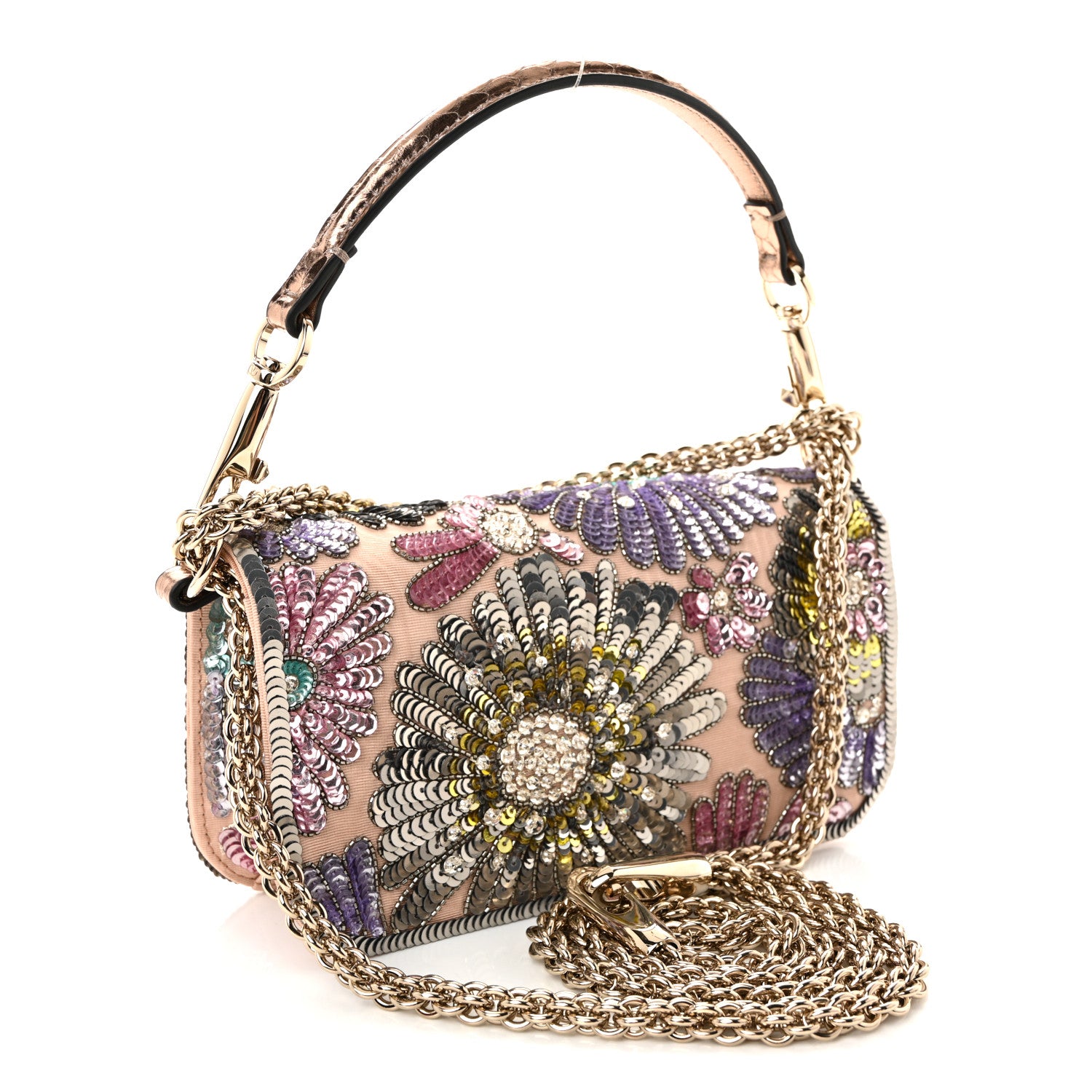 Valentino Garavani Sequin Burst Crystal Vlogo Embroidered Small Loco Shoulder Bag Multicolor 3 of 9