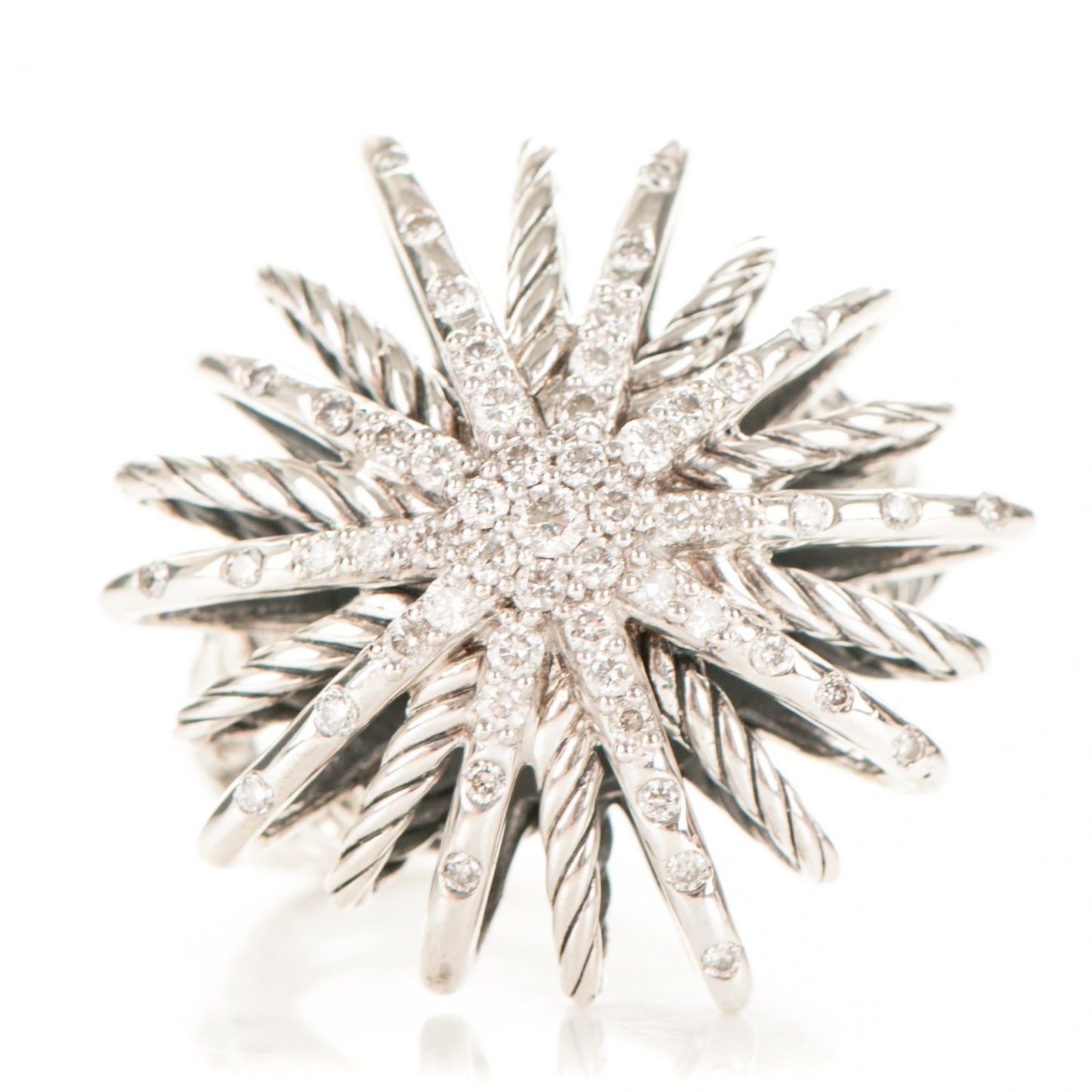 Sterling Silver Diamond 25mm Starburst Ring 57 8