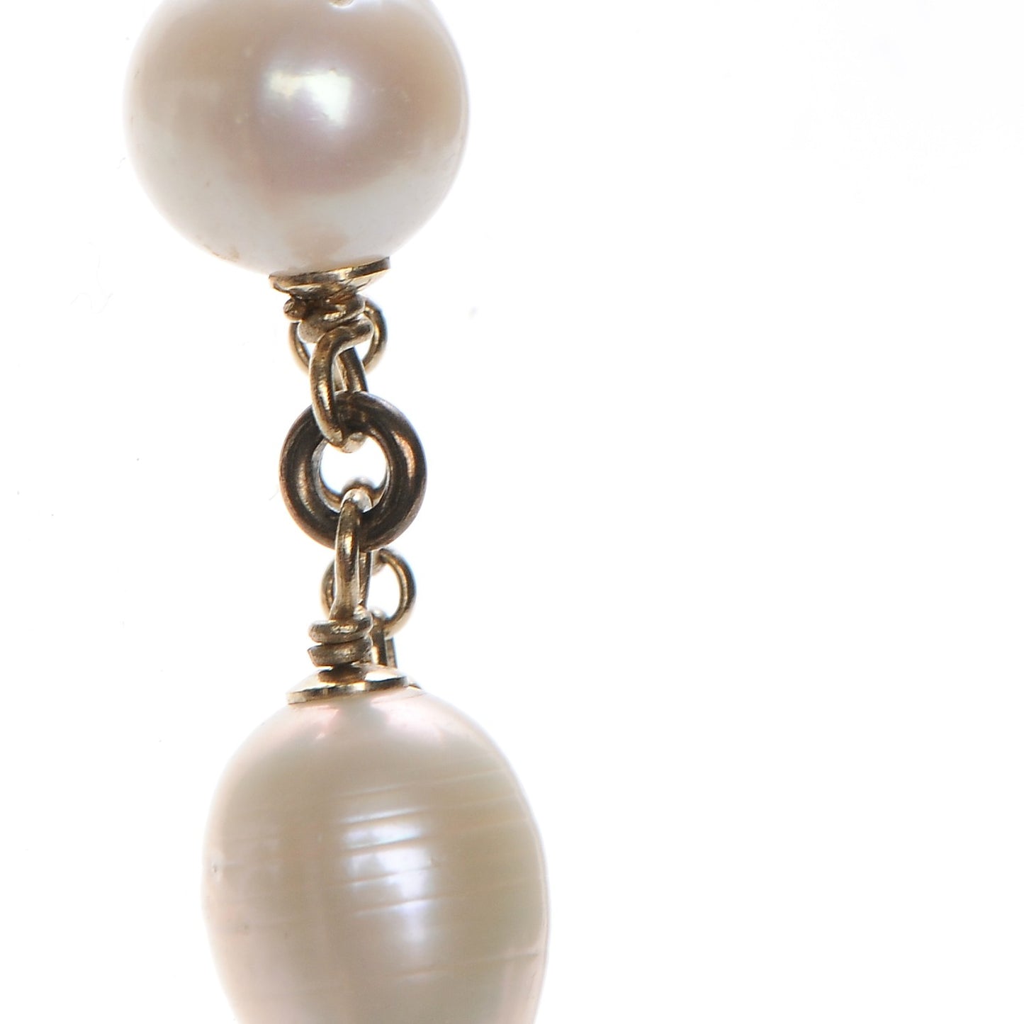 Crystal Pearl CC Bow Long Necklace Light Gold