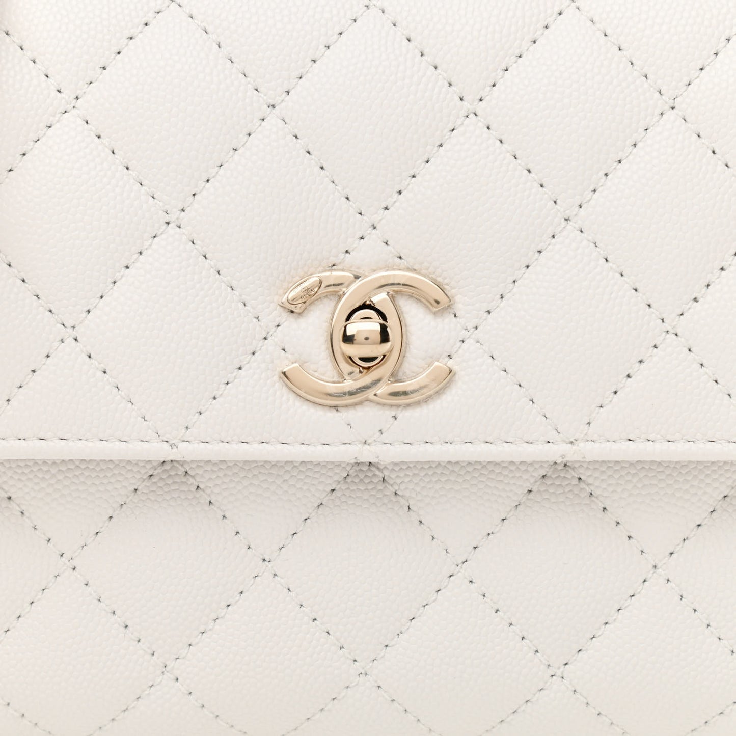 Caviar Quilted Mini Coco Handle Flap White