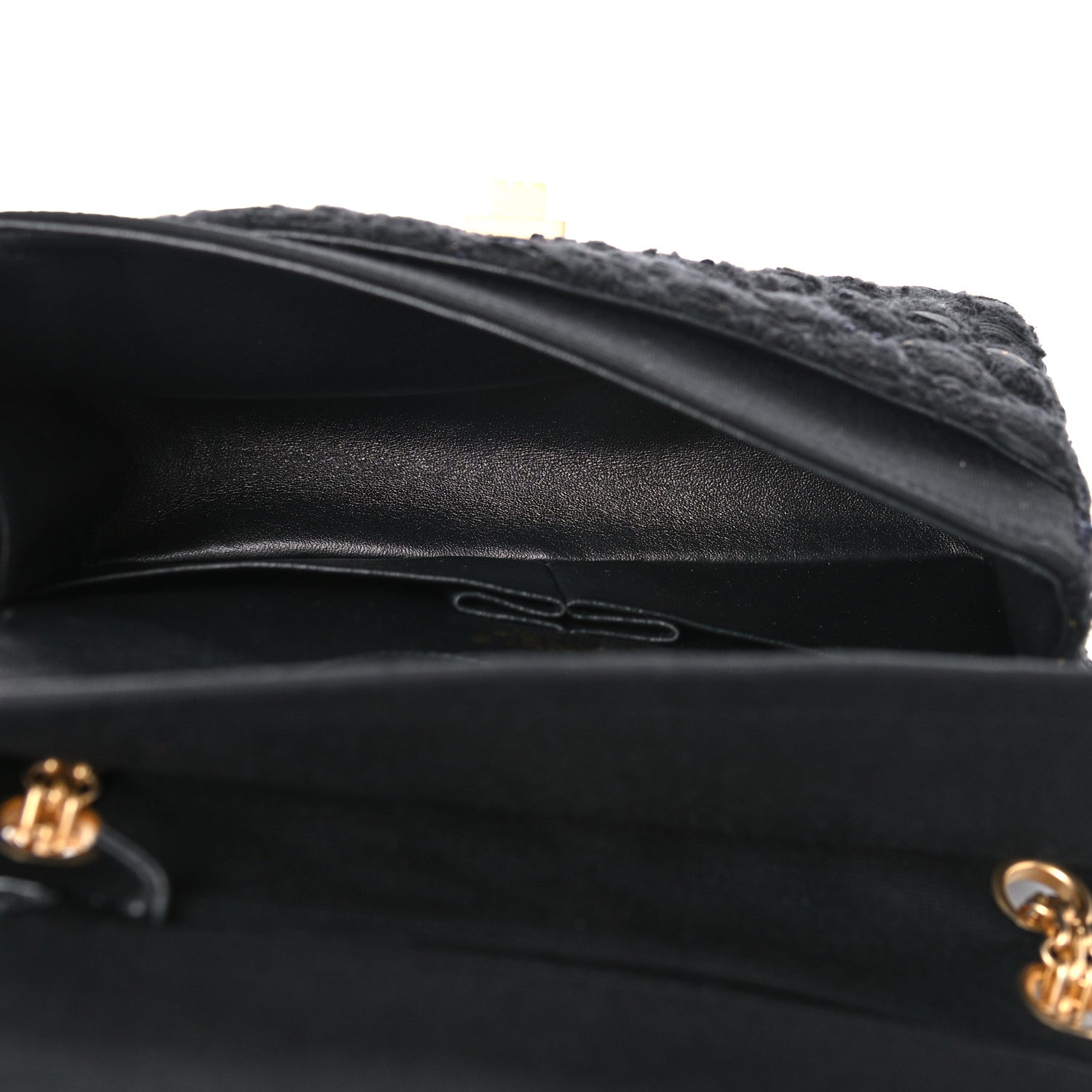 Chanel Tweed Quilted 2.55 Reissue 225 Flap Black Gold Navy 5 of 11
