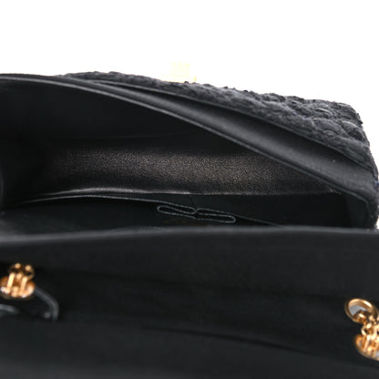 Chanel Tweed Quilted 2.55 Reissue 225 Flap Black Gold Navy 5 of 11
