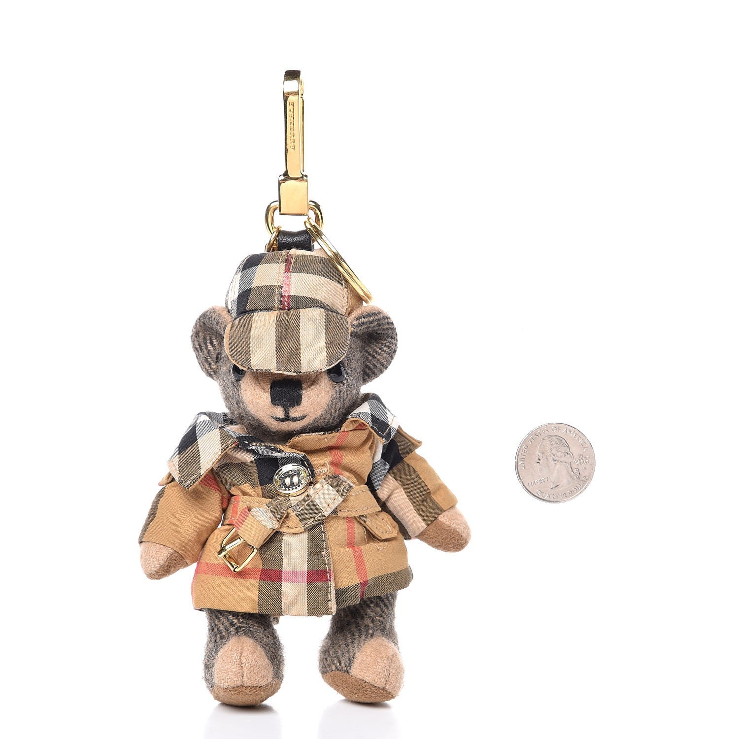 Burberry Thomas Check Trench Teddy Bear Keychain Charm Camel 2 of 5