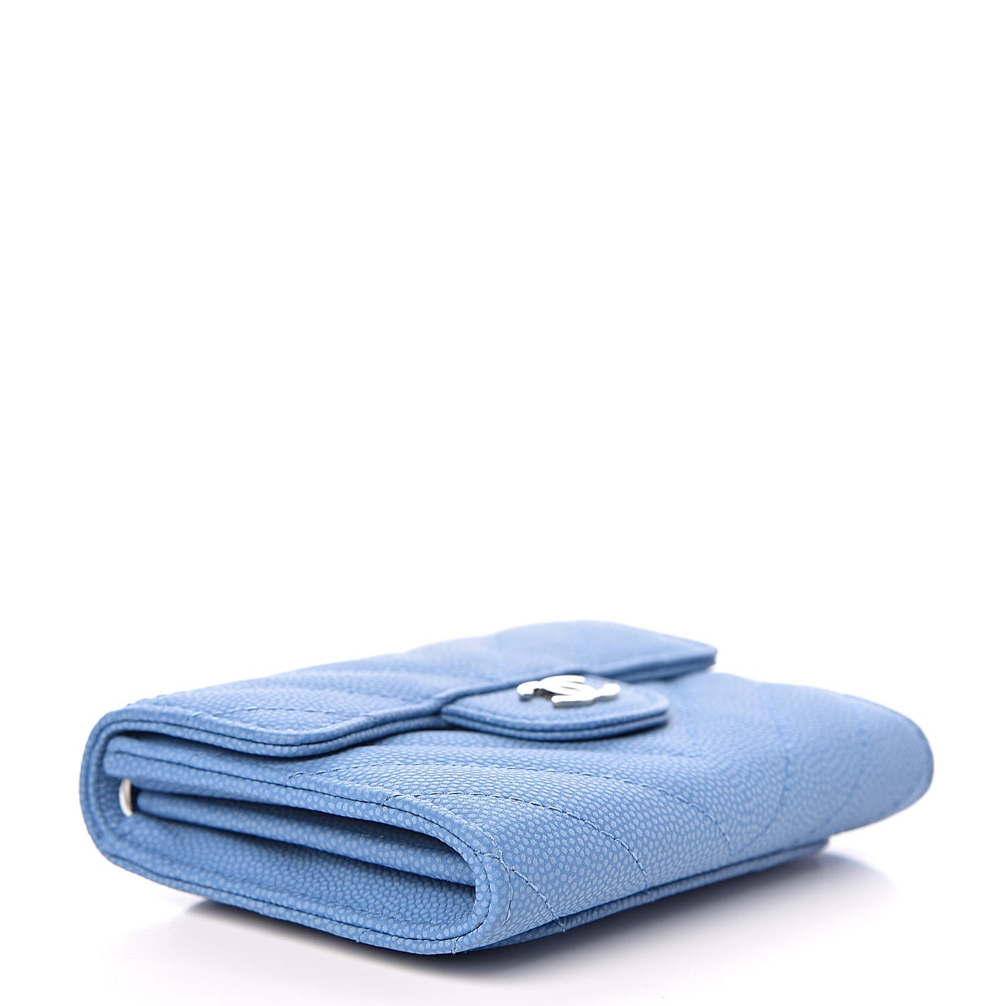 Caviar Chevron Quilted Card Holder Blue