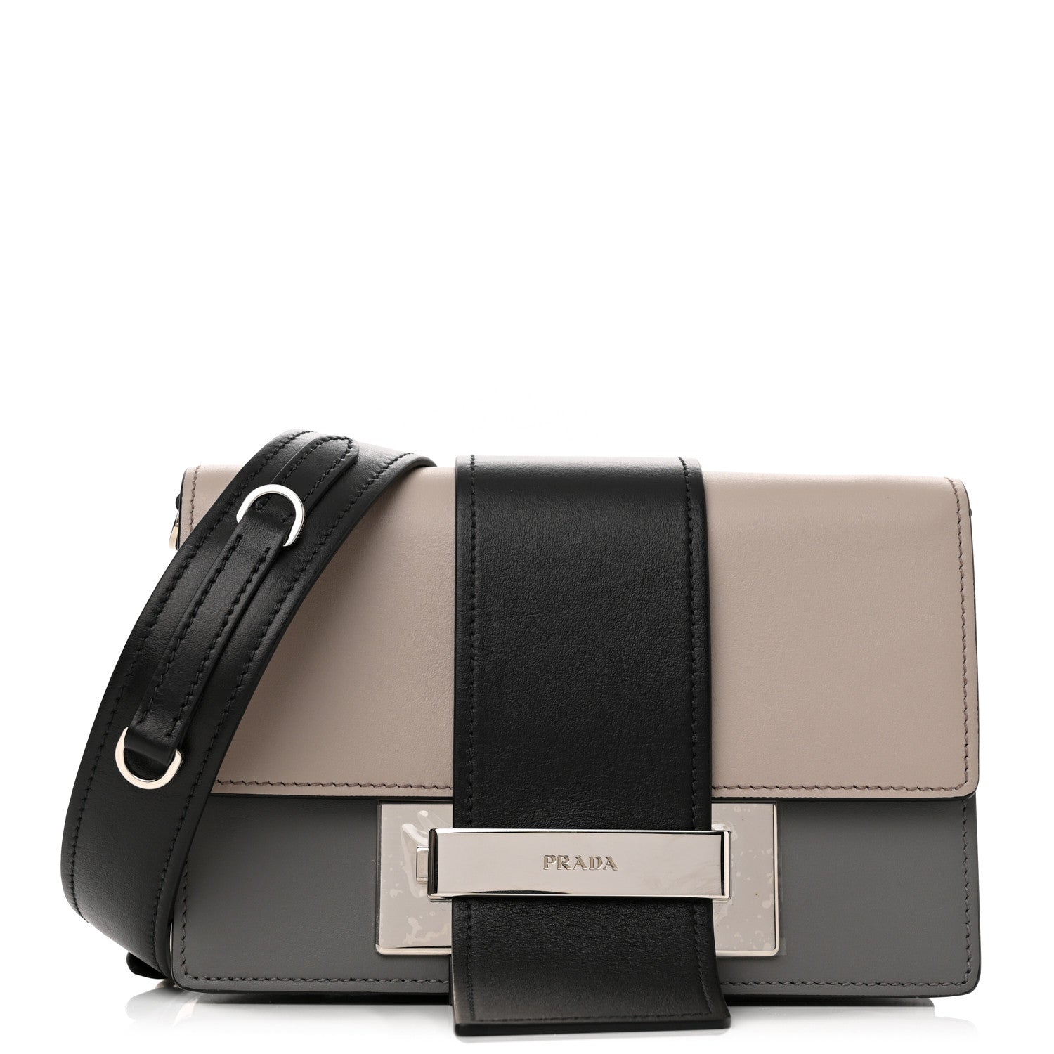 Prada City Calf Ribbon Bag Black Pomice 1 of 8