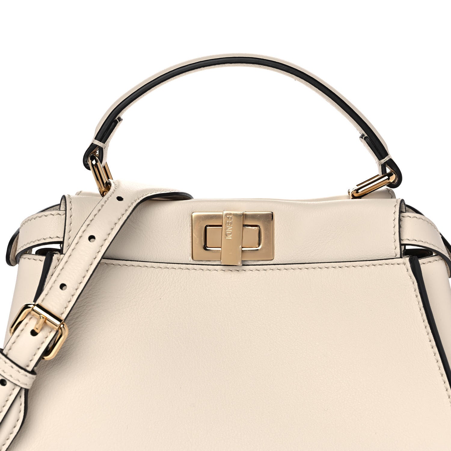 Fendi Vitello Seta Suede FF Mini Peekaboo Iconic Satchel Uovo Sigaro Marrone 9 of 12