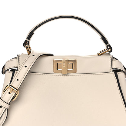 Fendi Vitello Seta Suede FF Mini Peekaboo Iconic Satchel Uovo Sigaro Marrone 9 of 12