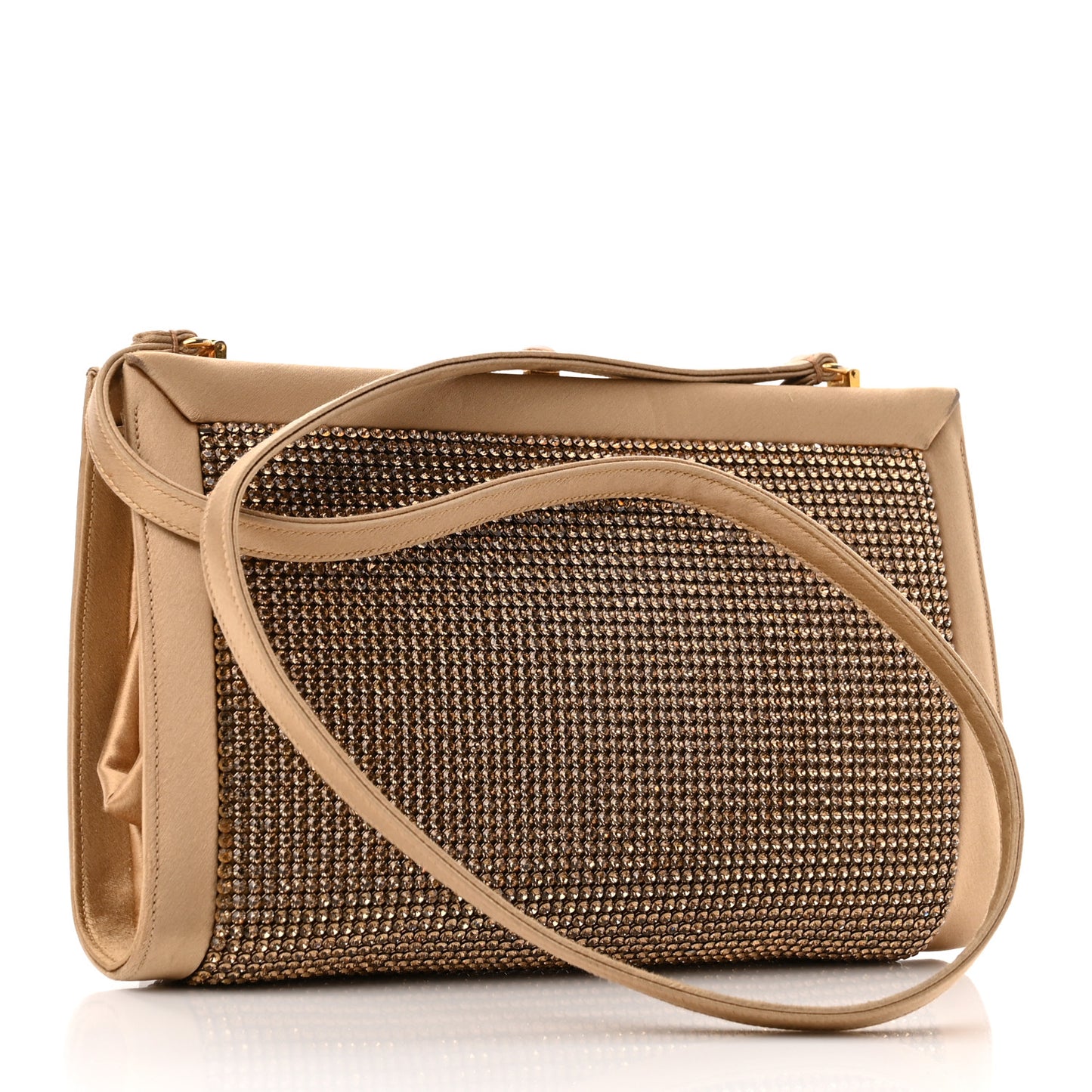 Crystal Satin Clutch Gold