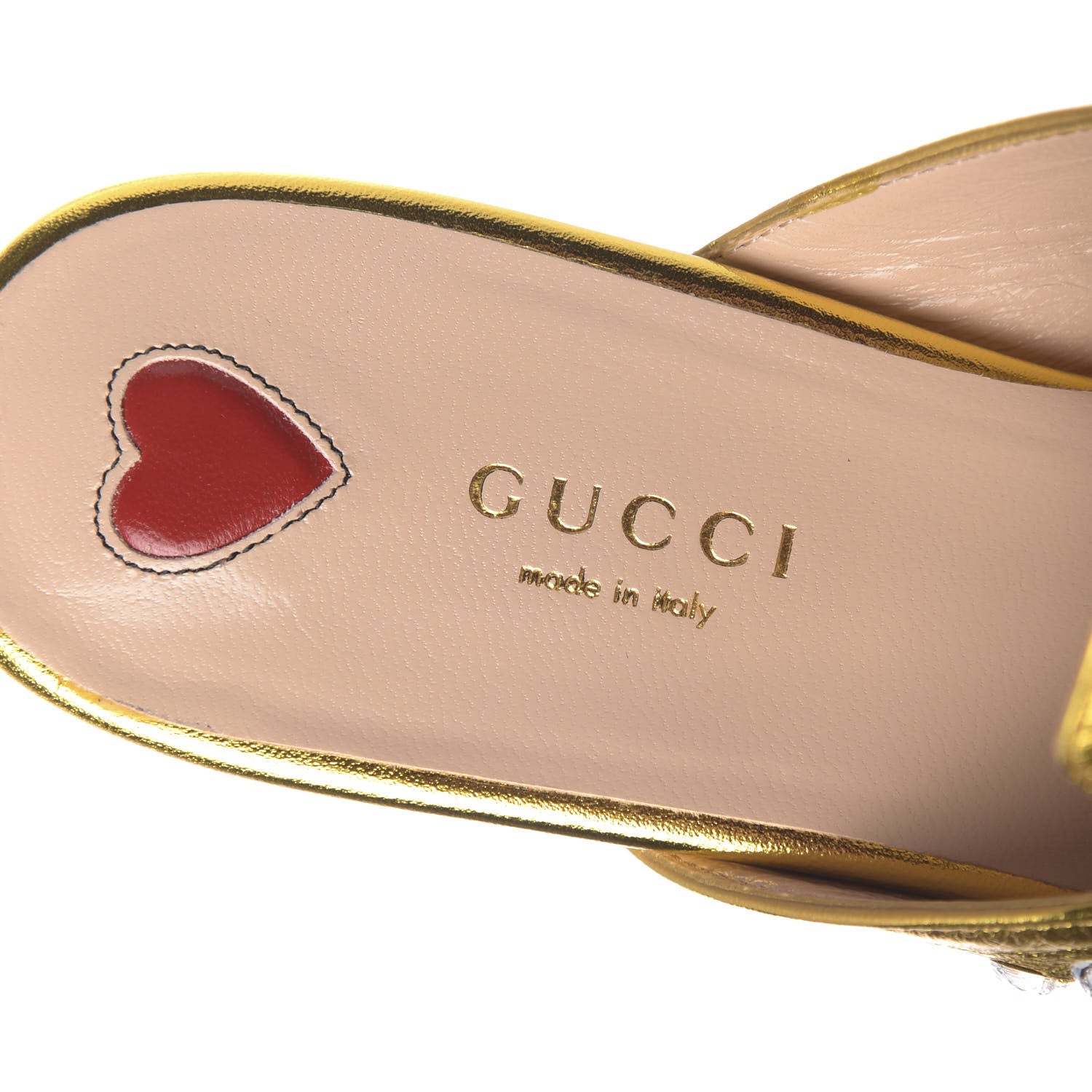 Gucci Metallic Nappa Crystal Womens Princetown Slippers 37 Gold 6 of 9