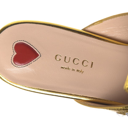Gucci Metallic Nappa Crystal Womens Princetown Slippers 37 Gold 6 of 9
