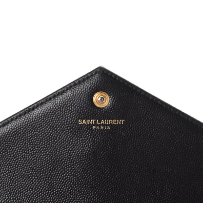 Saint Laurent Grain De Poudre Matelasse Chevron Monogram Chain Wallet Black 8 of 10