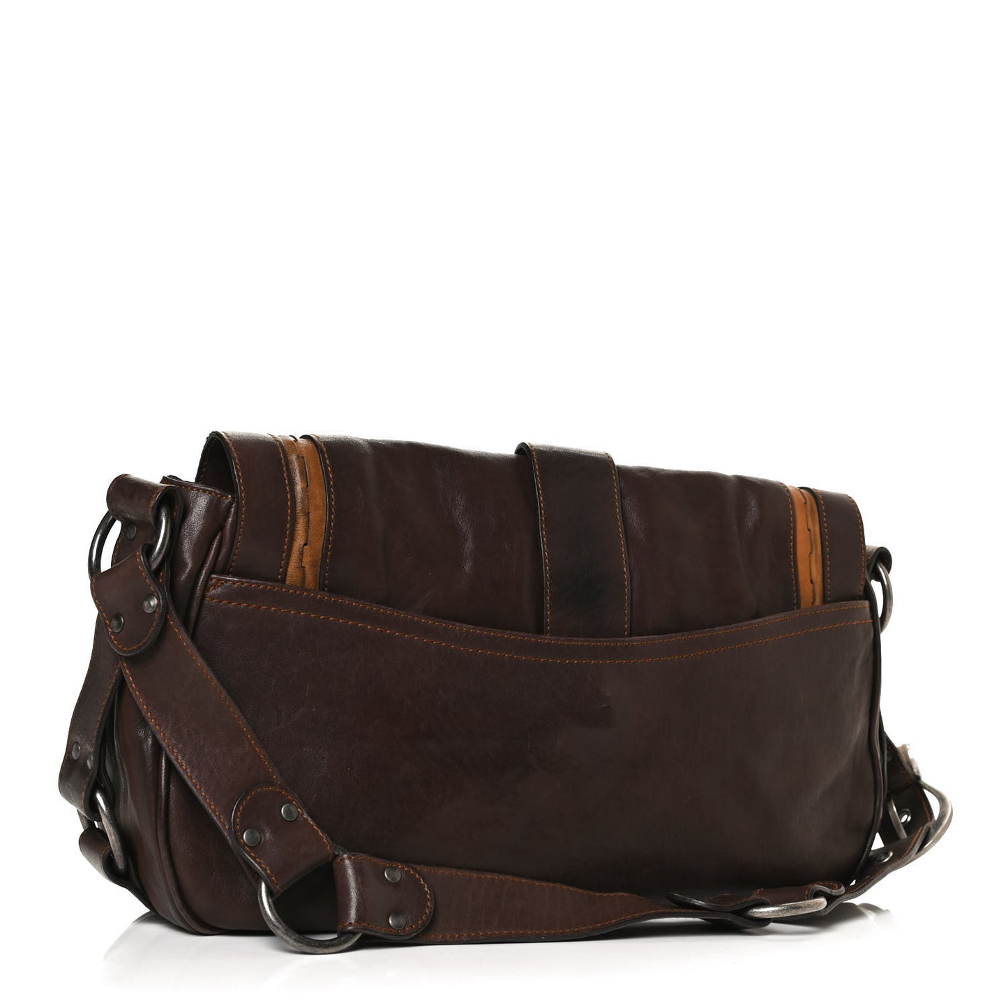 Calfskin Large Gaucho Double Saddle Bag Marron Fonce