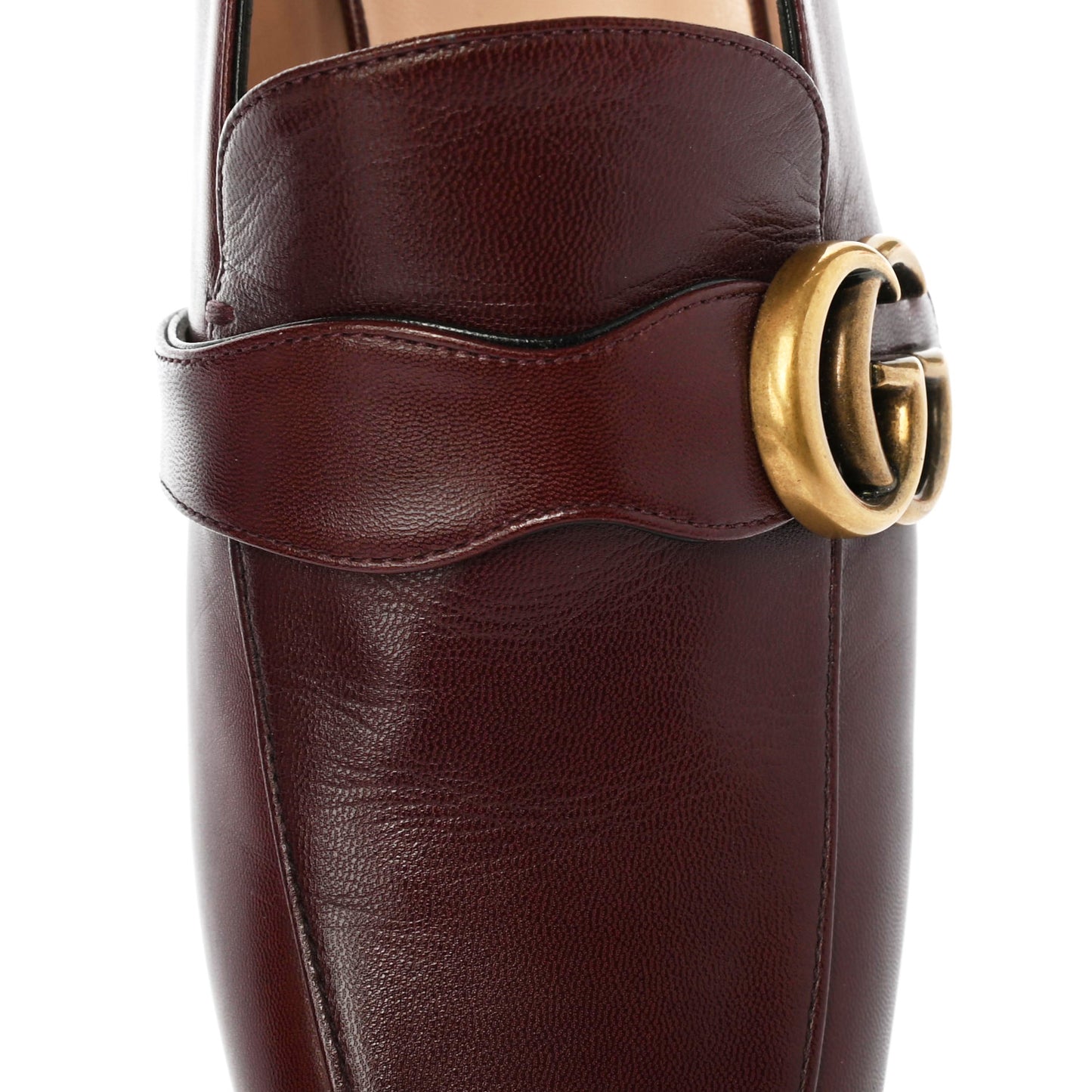 Malaga Kid Womens GG Marmont Loafers 38 Vintage Bordeaux