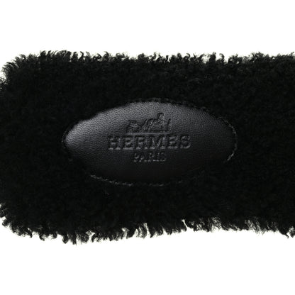 Hermes Woolskin Oran Sandals 37 Black 7 of 9